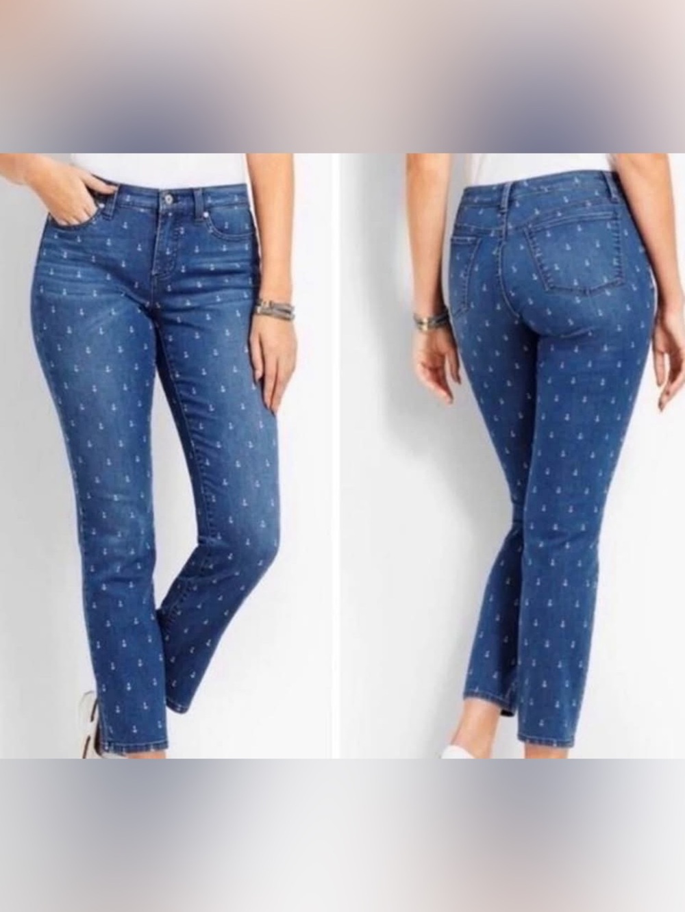 Talbots Anchor Print Jeans Size 8